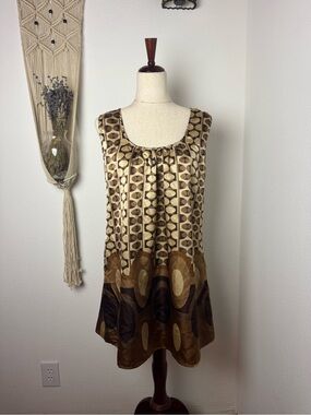 She's Cool Brown and Gold Geometric Mini Dress